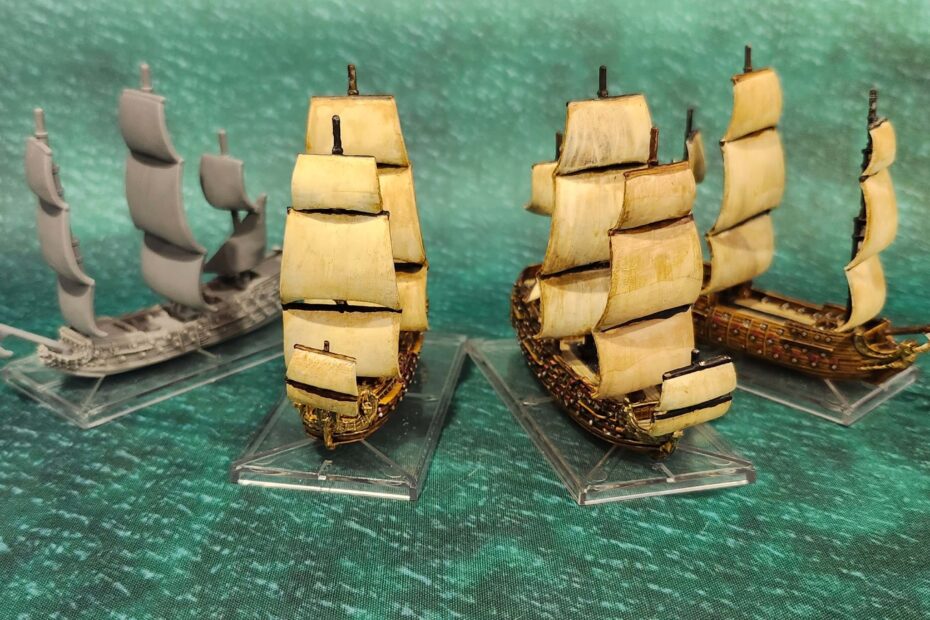 Oak & Iron Ships of the Line - arched lineup of the HMS Anne, 3rd Rate, 2nd Rate, 1st Rate